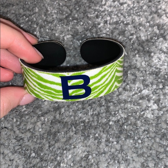 Monogrammed "B" Bracelet with Zebra Print - Picture 1 of 4